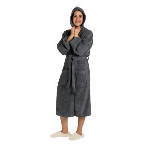 Accappatoio con cappuccio spugna grigio adulto