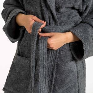 Accappatoio con cappuccio spugna grigio adulto