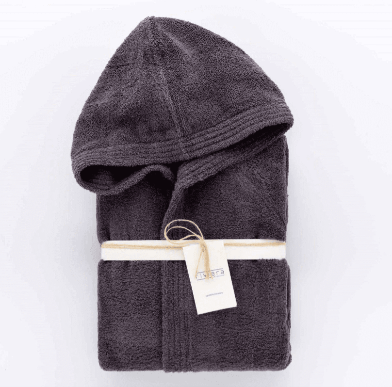 Accappatoio con cappuccio spugna Grigio adulto Riviera