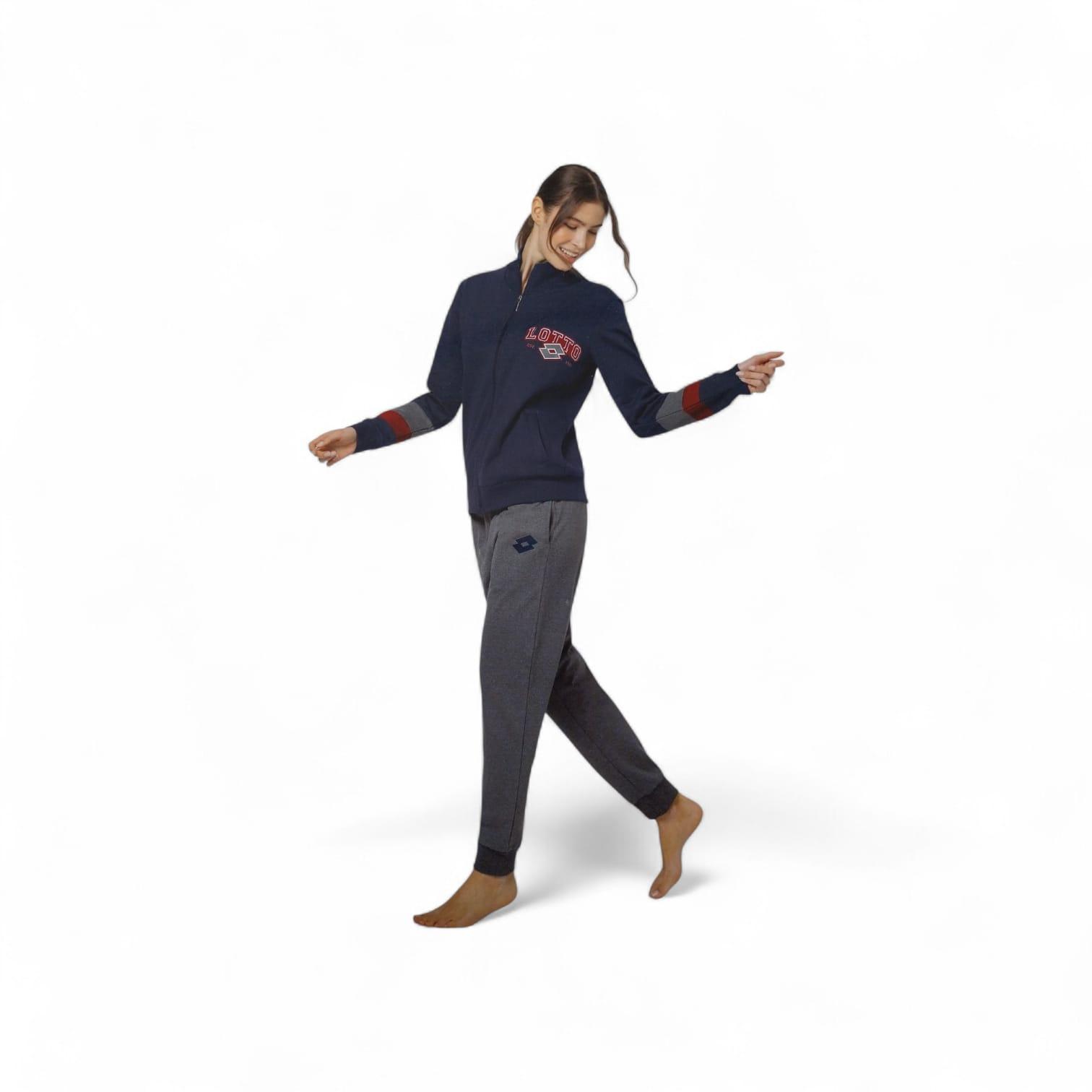 Tuta donna in cotone felpato Lotto Homewear LA6075 Blu