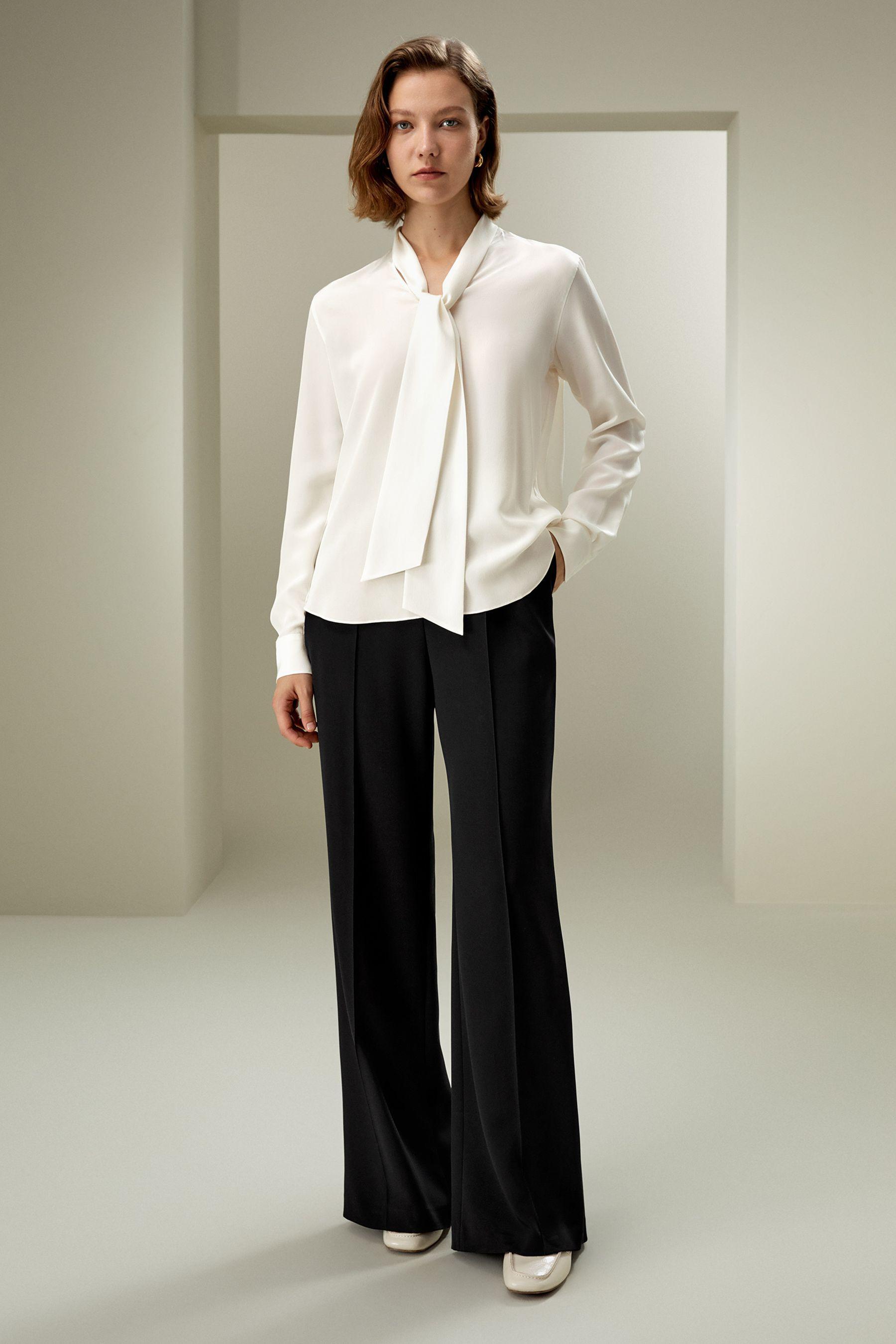 ambra corsini camicia ml raso con sciarpa panna - foto 4