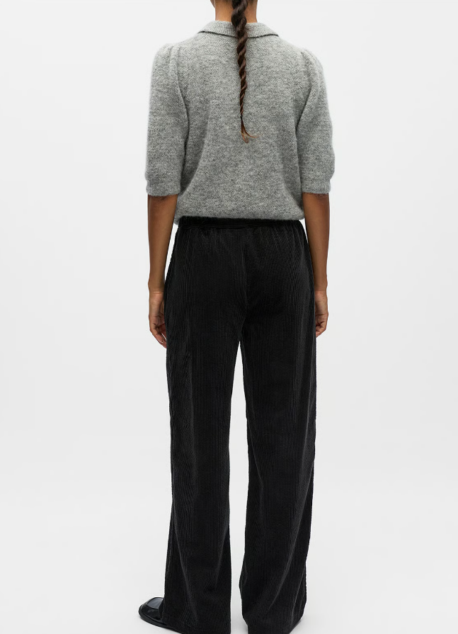 perla manuela pantalone velluto coste palazzo nero - foto 2