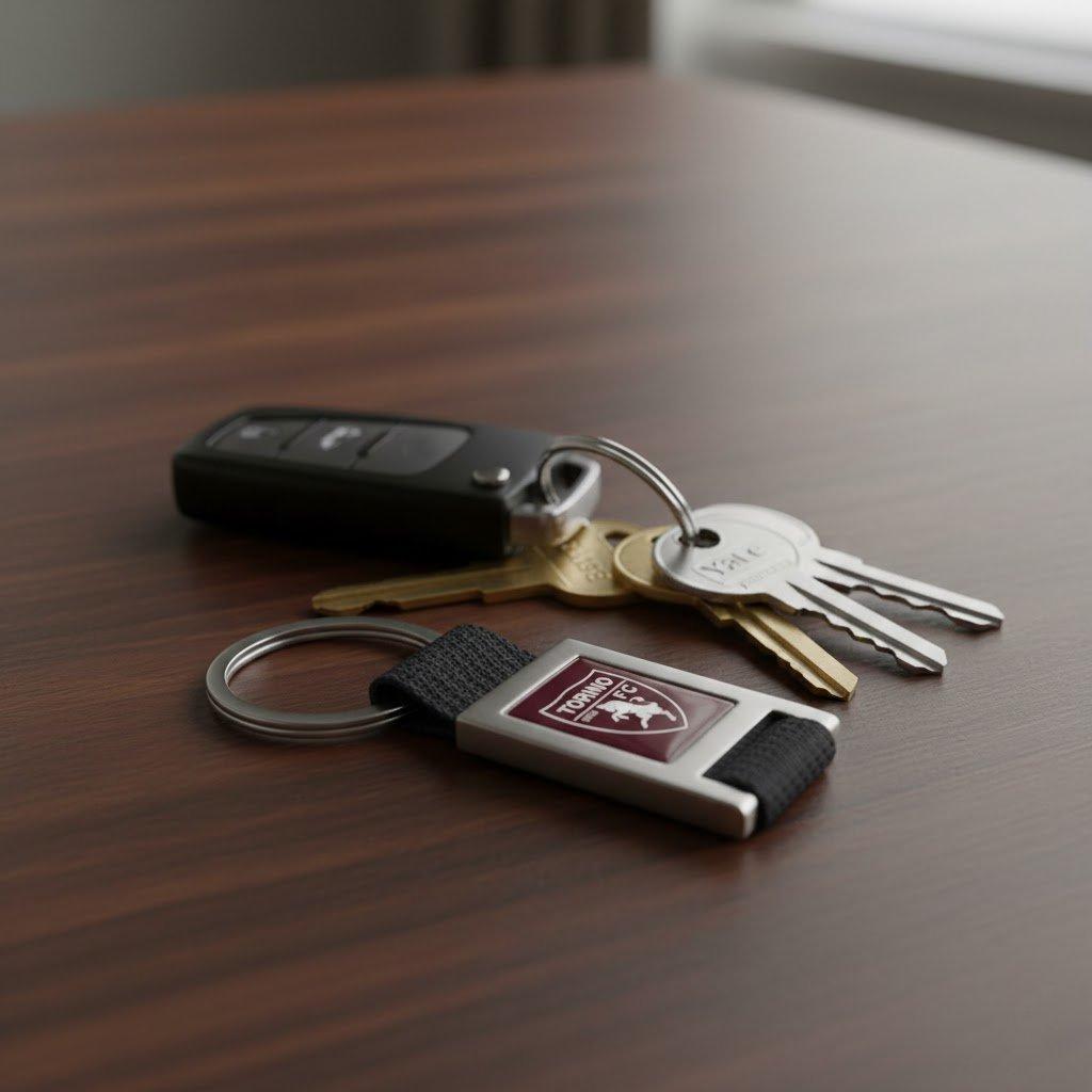 Portachiavi in metallo e tessuto Torino