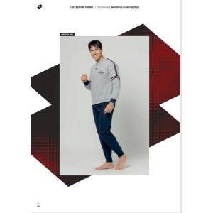 Pigiama serafino interlock riga manica  grigio