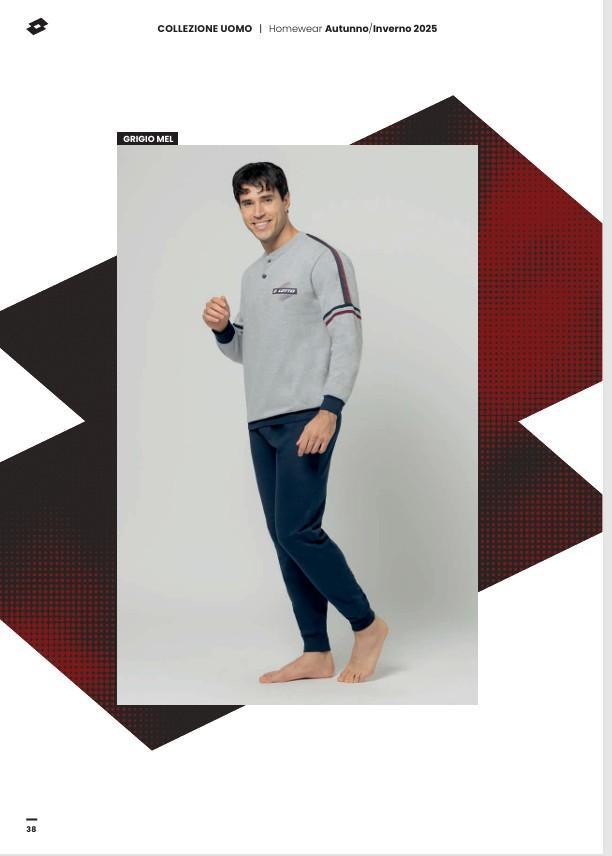 lotto homewear pigiama serafino interlock riga manica  grigio - foto 1