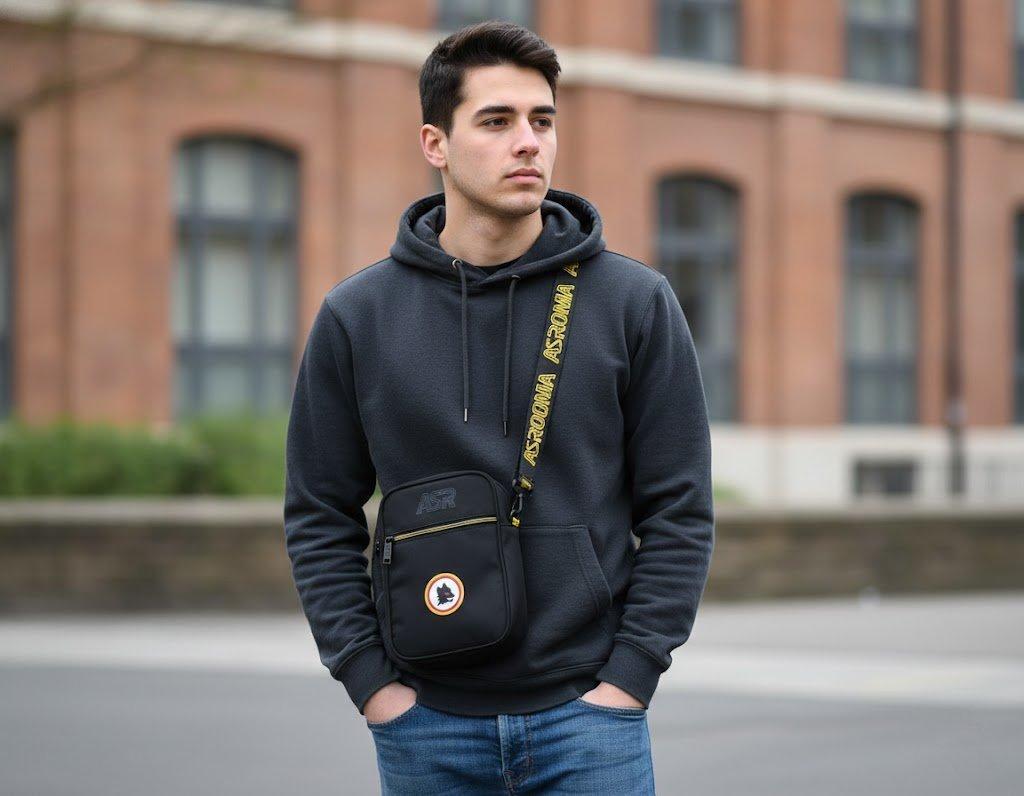 Borsello tracolla nero Roma