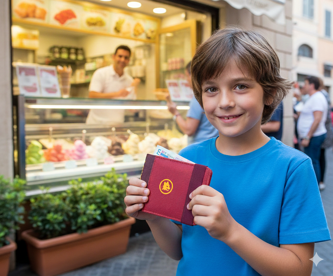 Portafoglio con elastico compatibile giallorosso Roma