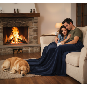 Coperta in pile blu compatibile con genoa calcio