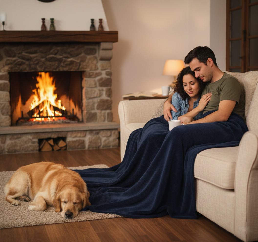 Coperta in pile blu compatibile con Genoa Calcio