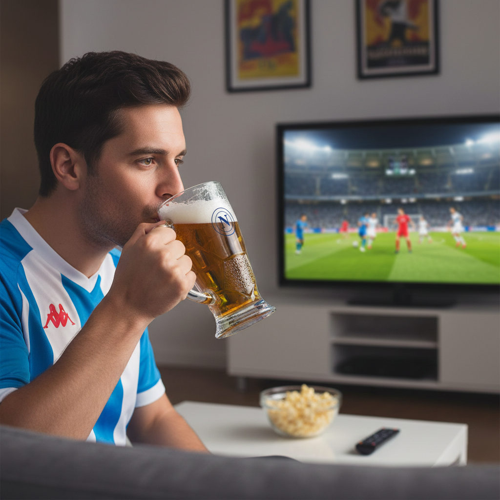 Boccale di vetro da birra 680ml compatibile con Napoli Calcio