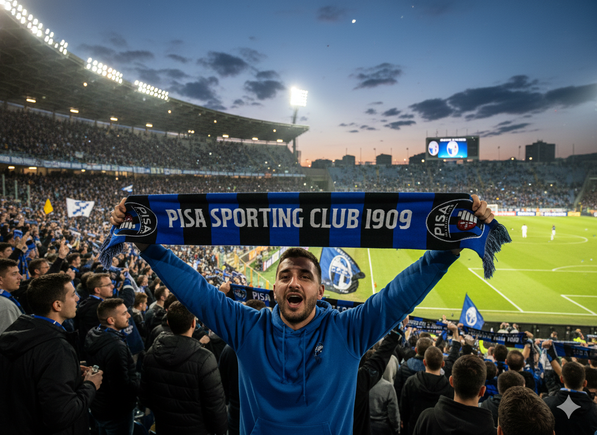 Pisa Calcio sciarpa rigata da stadio