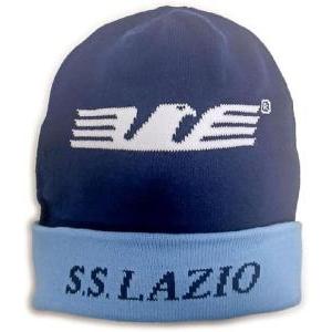 Lazio zuccotto lana bicolore scritta risvolto