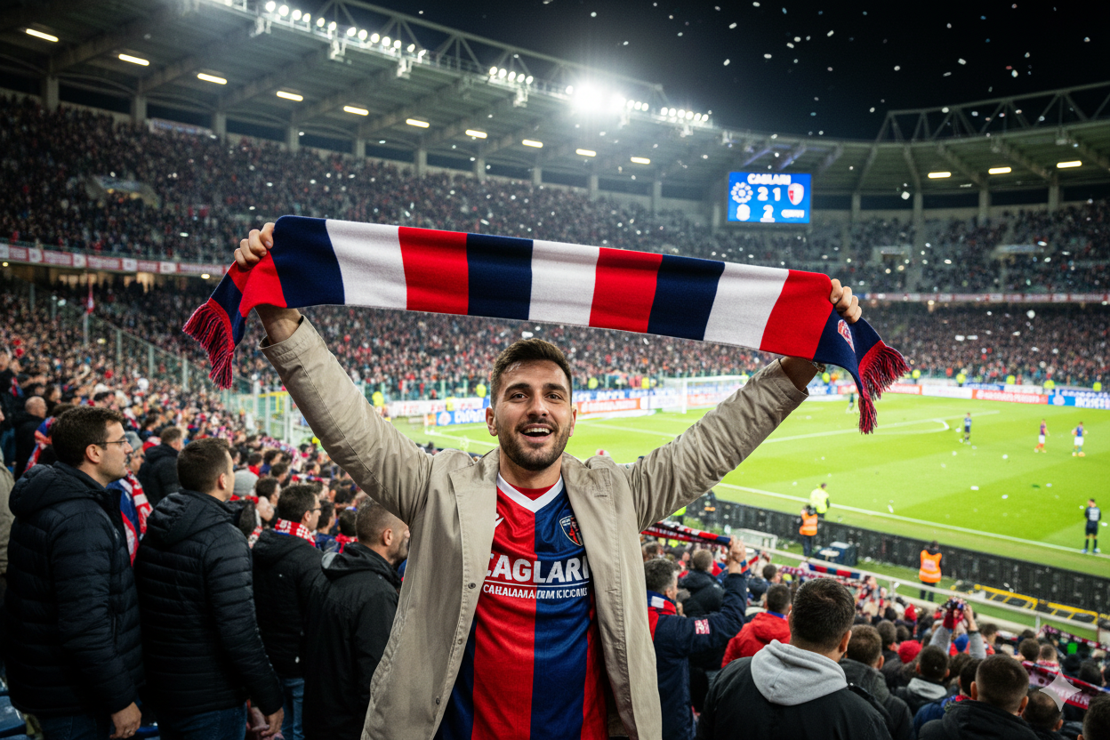 Sciarpa a righe compatibile con Cagliari Calcio