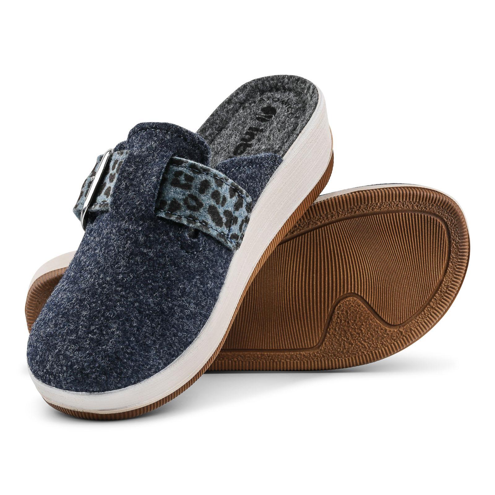 Pantofole zeppa e fibbia animalier donna Inblu