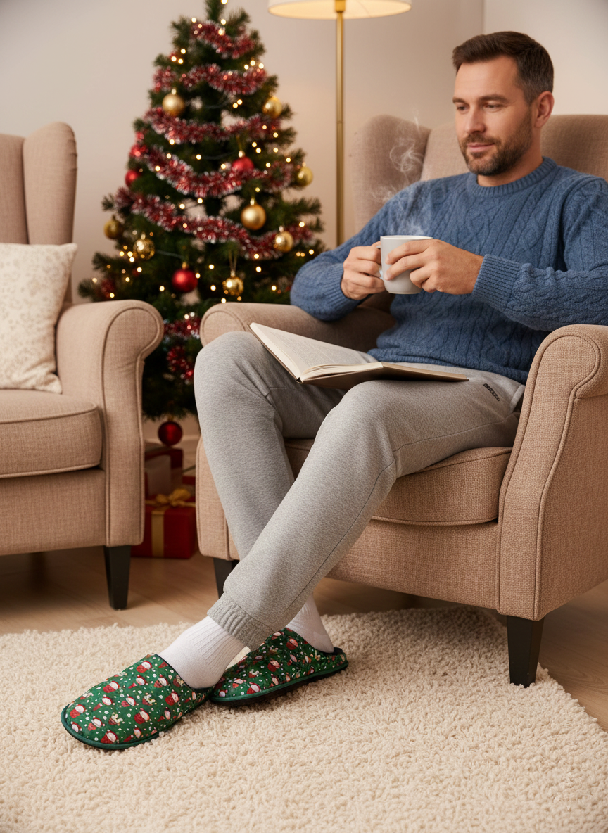 Pantofole natalizie da uomo Gnomi