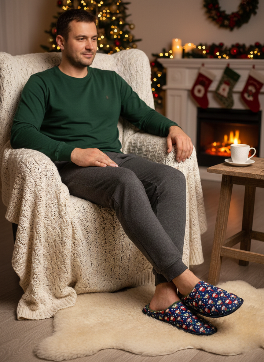 Pantofole natalizie da uomo Gnomi