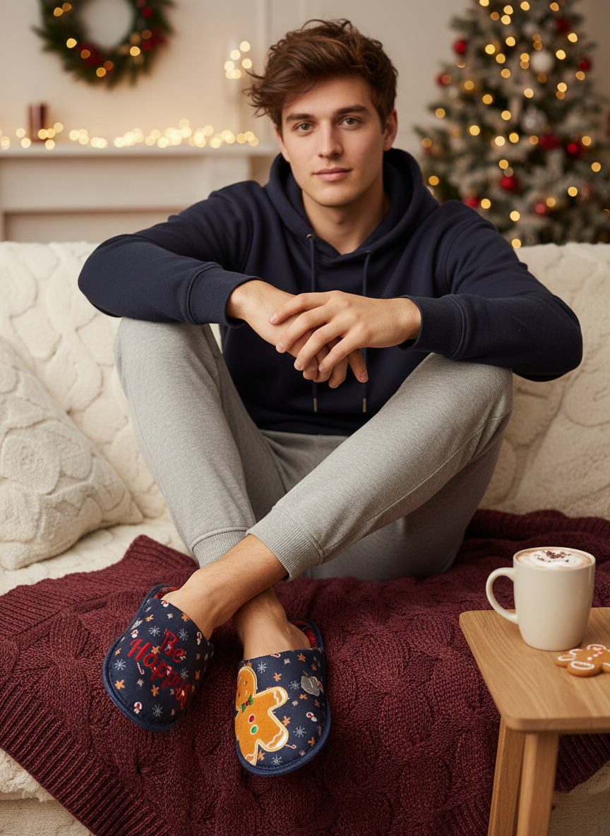 Pantofole natalizie unisex adulto Omino Pan di Zenzero