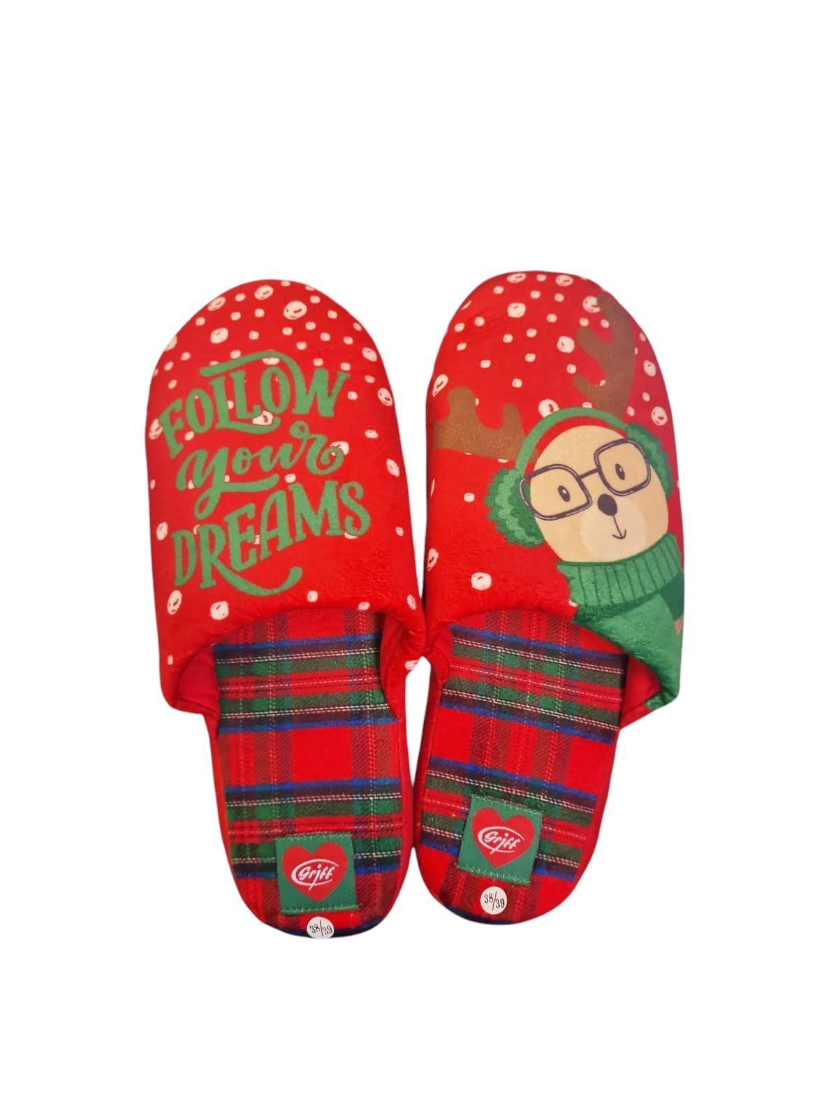 Pantofole natalizie rosse donna