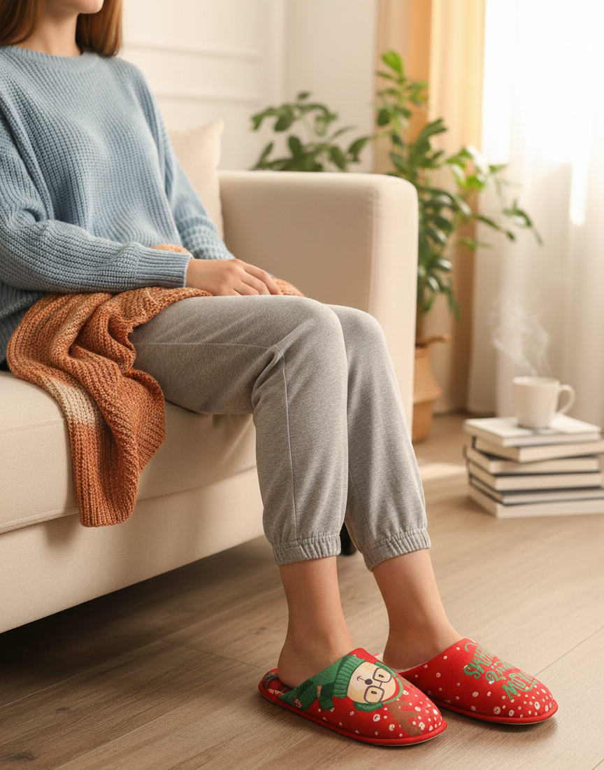 Pantofole natalizie rosse donna