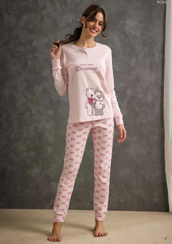 Pigiama cotone interlock donna orsetti Il Granchio