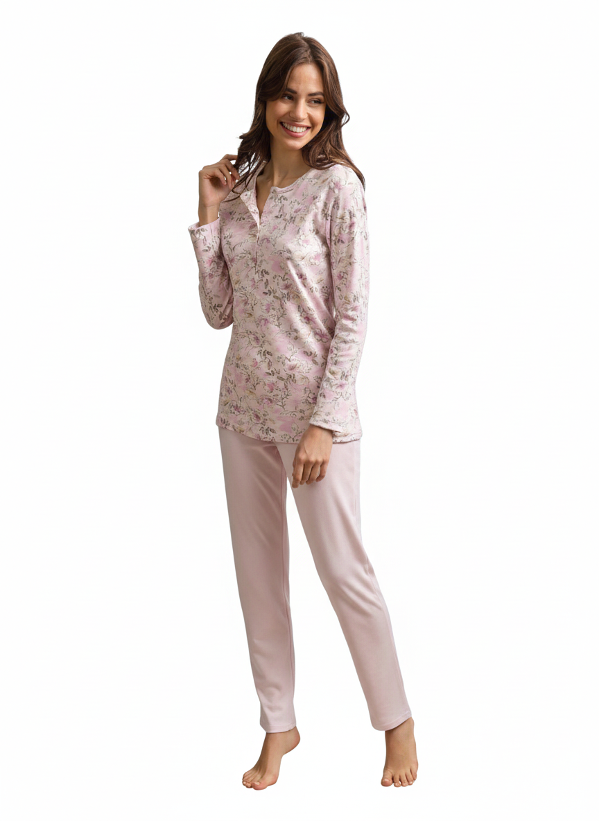 Pigiama cotone interlock da donna Il Granchio GP6128 ROSA