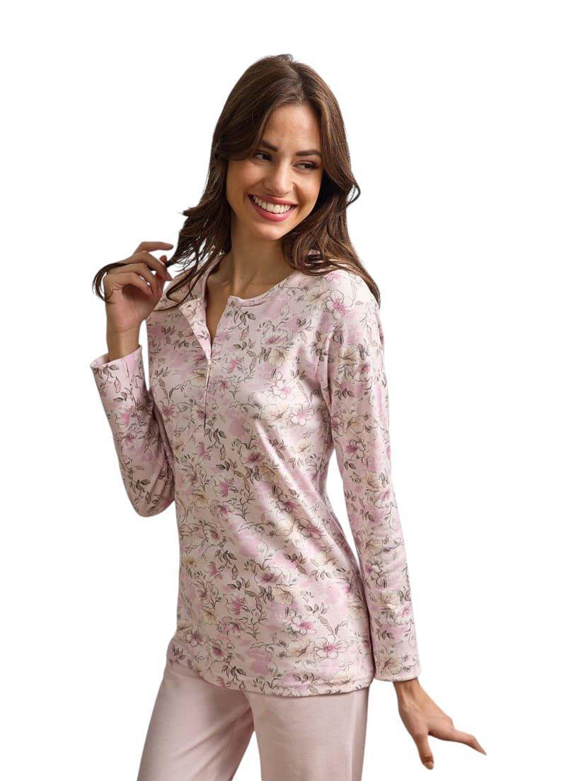 Pigiama cotone interlock da donna Il Granchio GP6128 ROSA