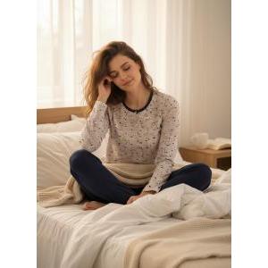 Pigiama donna interlock cuoricini gp6045 grigio