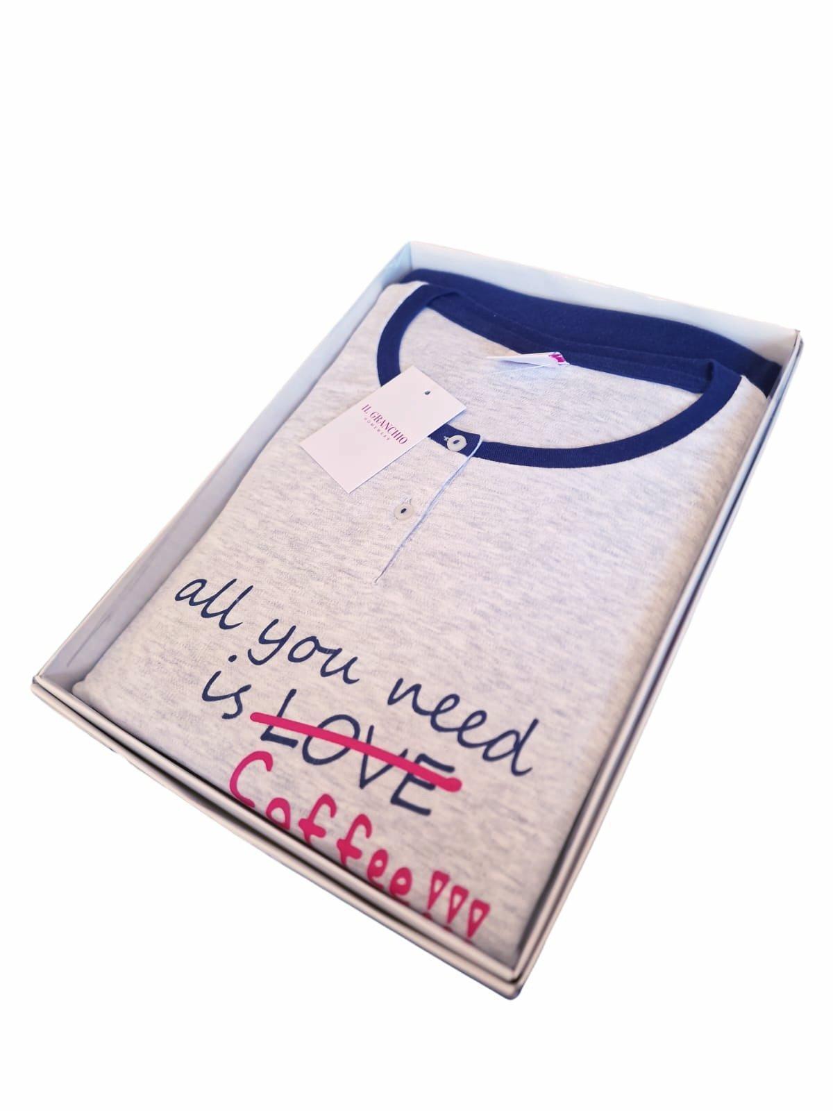 Pigiama donna cotone interlock gattino