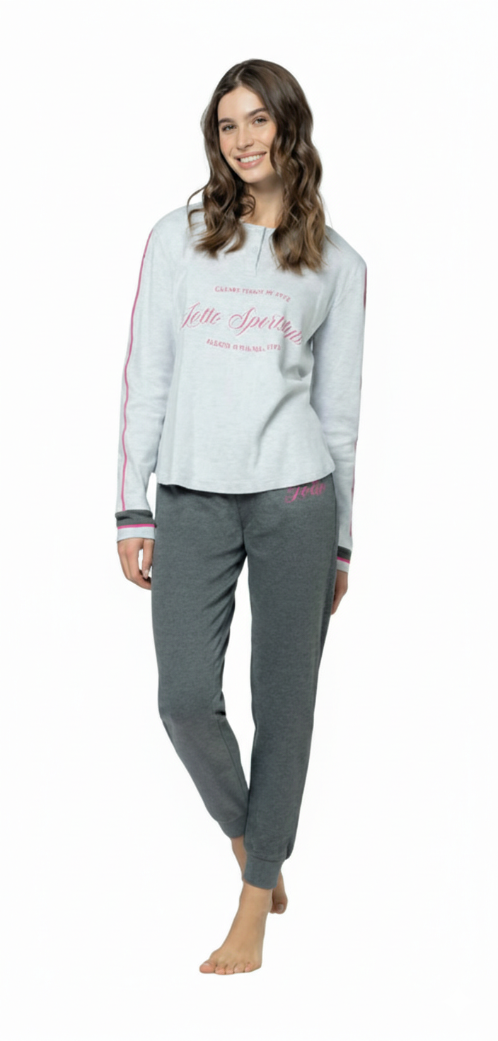 Pigiama donna caldo cotone LP6114 Grigio