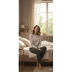 Pigiama donna caldo cotone lp6114 grigio