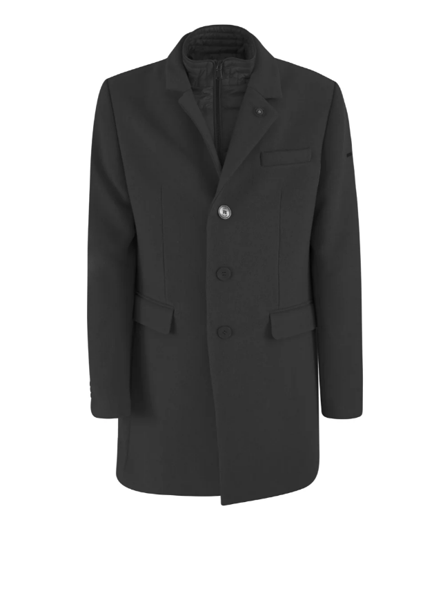 yes zee cappotto panno con pettorina uomo  nero - foto 1