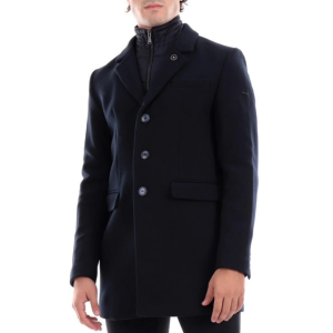 Cappotto panno con pettorina uomo  nero