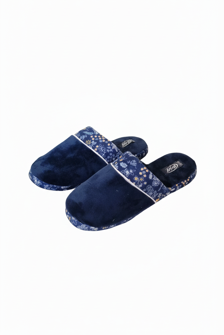 Pantofole donna velluto blu