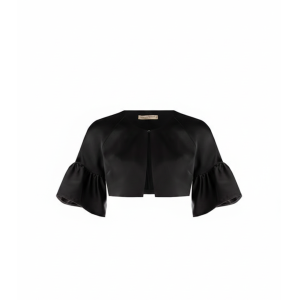 Bolero coprispalle in raso nero  donna