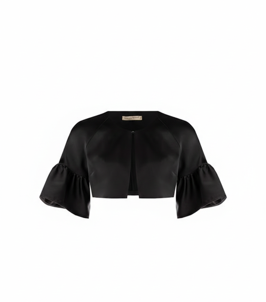 Bolero coprispalle in raso nero Rinascimento donna