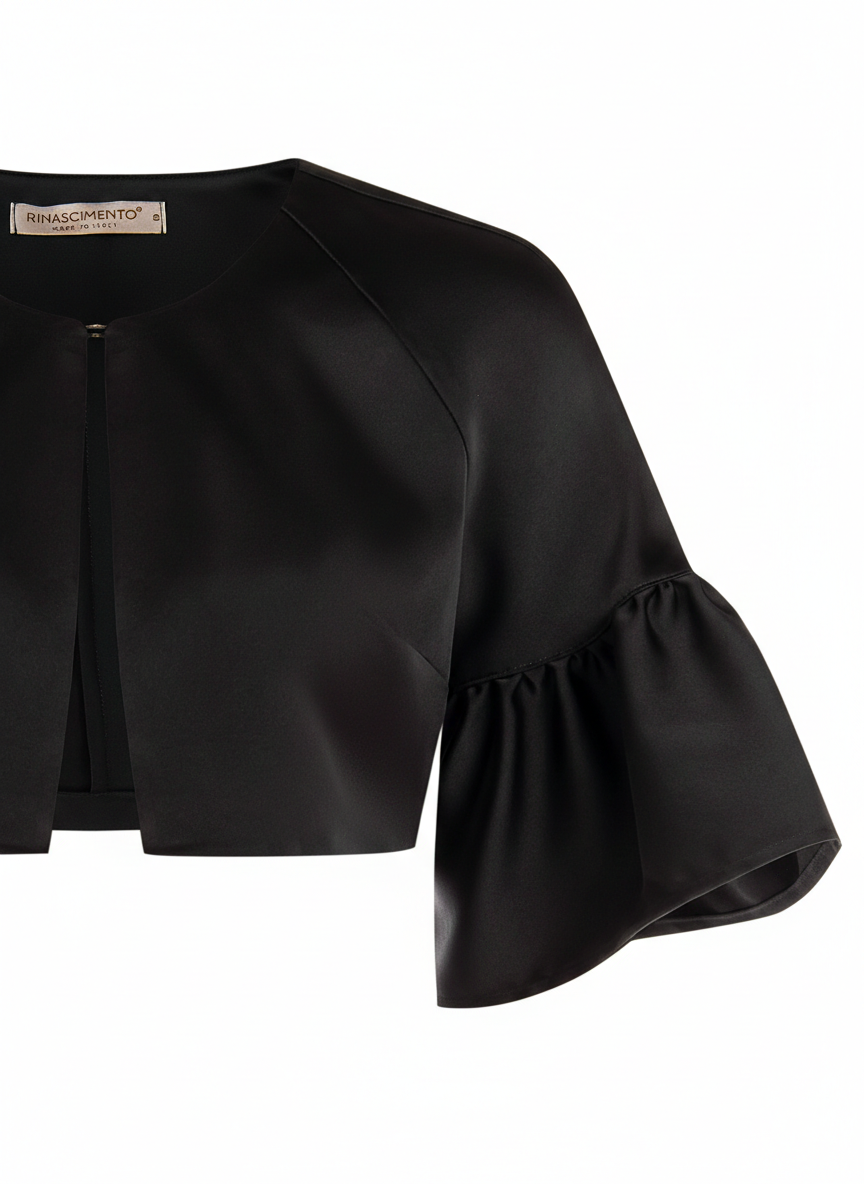 Bolero coprispalle in raso nero Rinascimento donna
