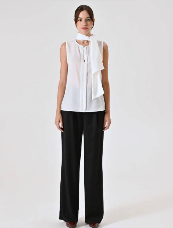 Top smanicato con fiocco Rinascimento donna