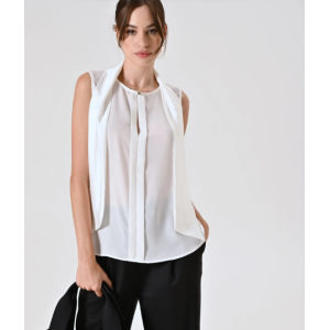Top smanicato con fiocco  donna