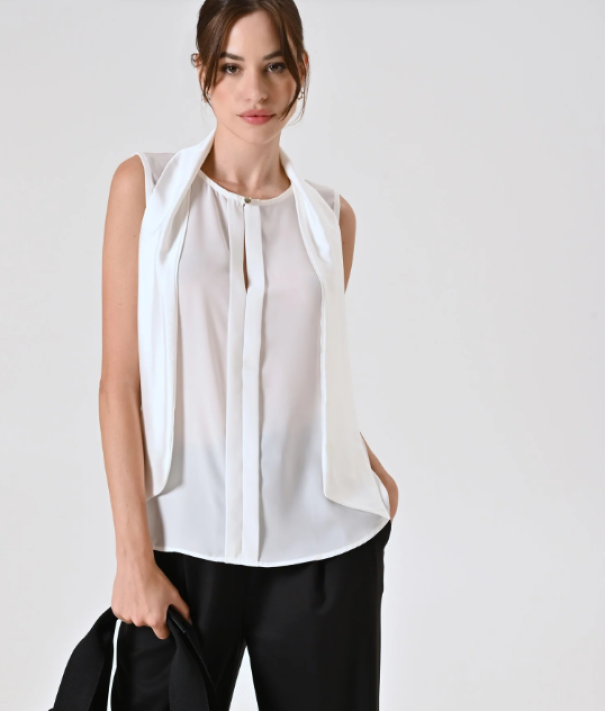 Top smanicato con fiocco Rinascimento donna