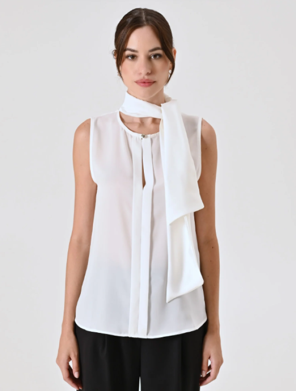 Top smanicato con fiocco Rinascimento donna