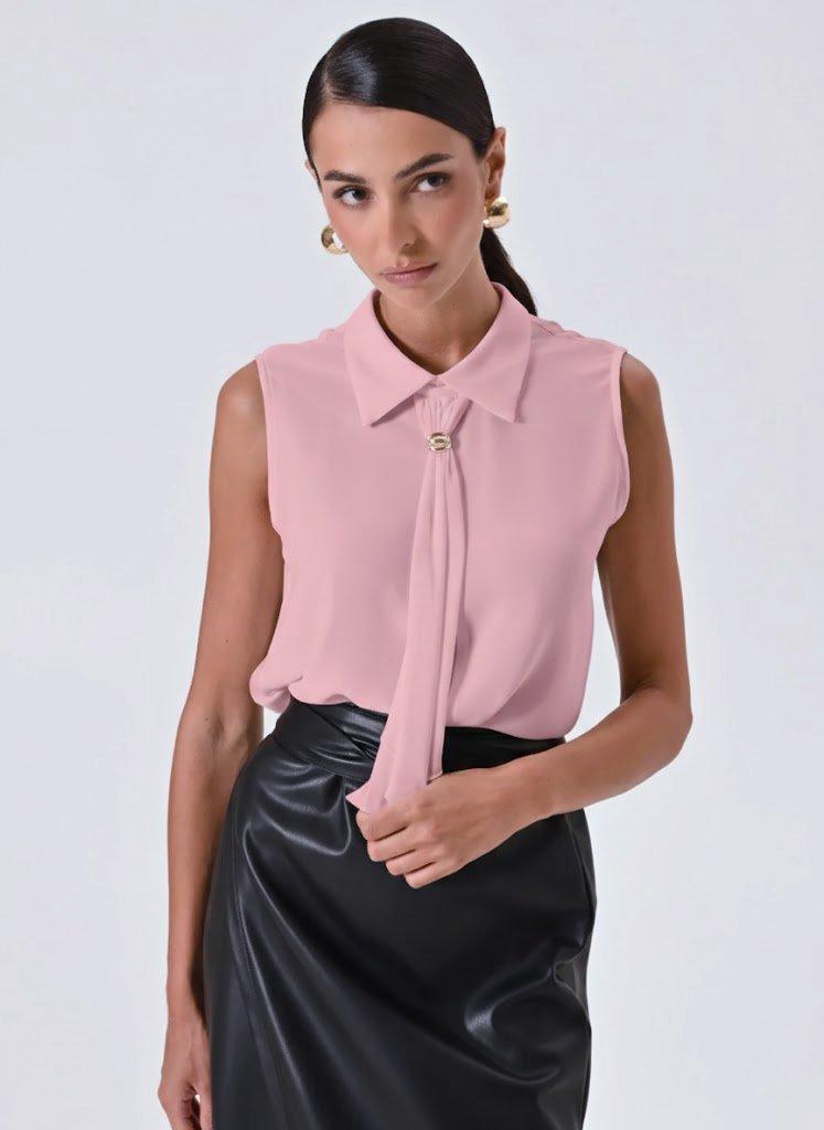 Top smanicato rosa malva Rinascimento