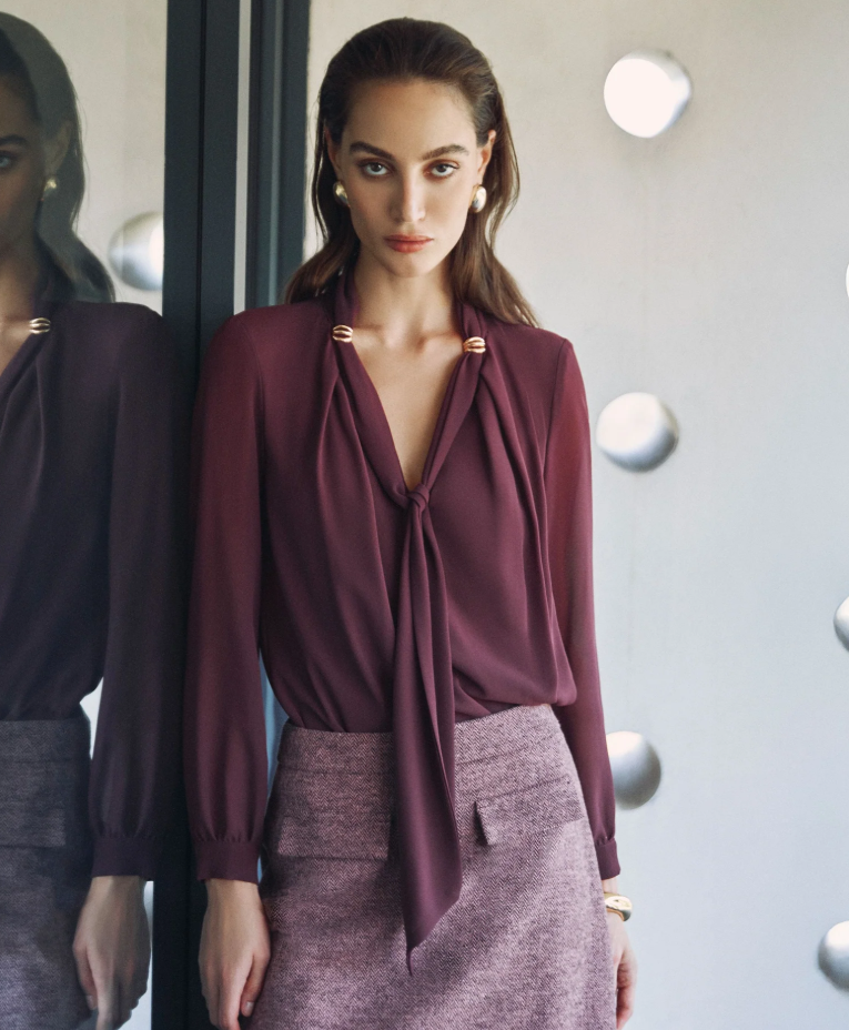 Blusa con fiocco e dettagli gold Rinascimento