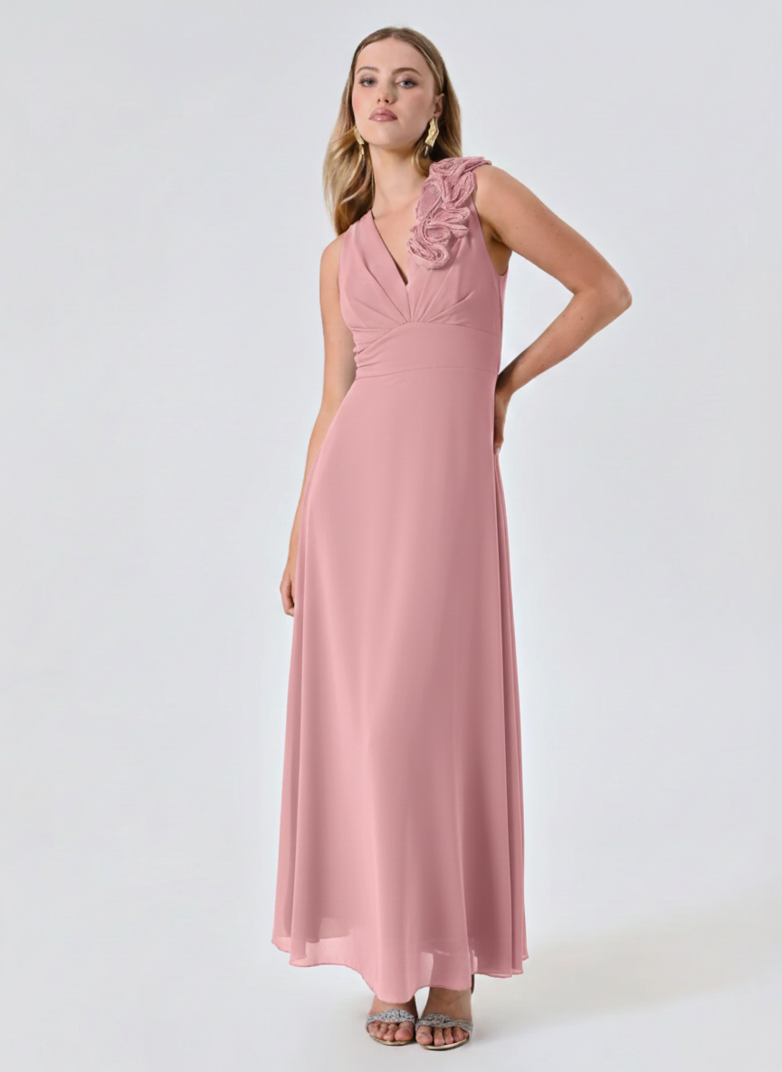 Abito lungo con decoro floreale Rinascimento