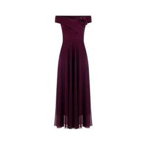 Abito lungo in georgette bordeaux