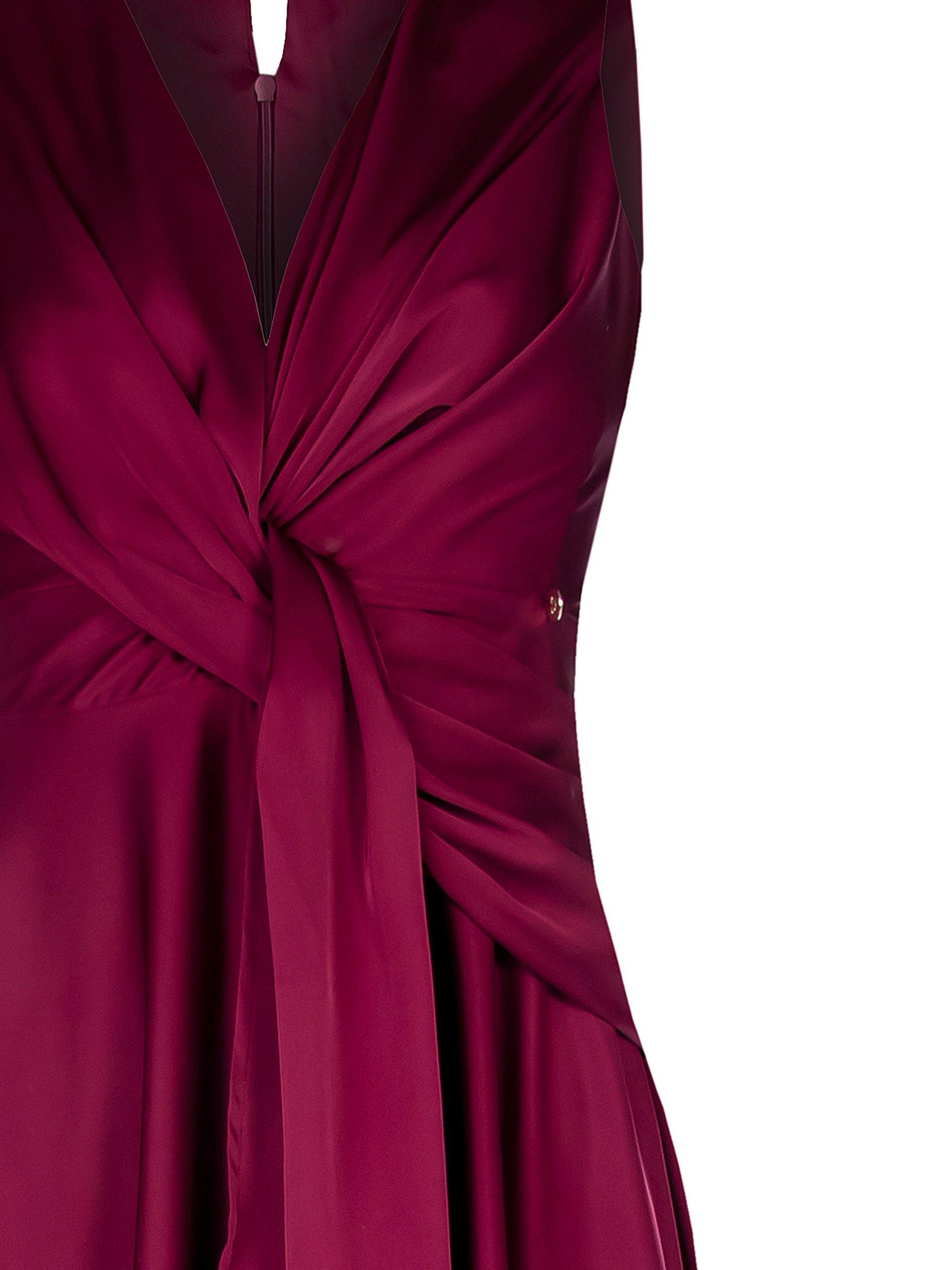 Abito lungo drappeggio sul fianco bordeaux Rinascimento