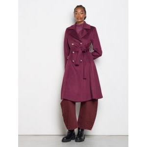 Cappotto lungo con bottoni e cintura bordeaux