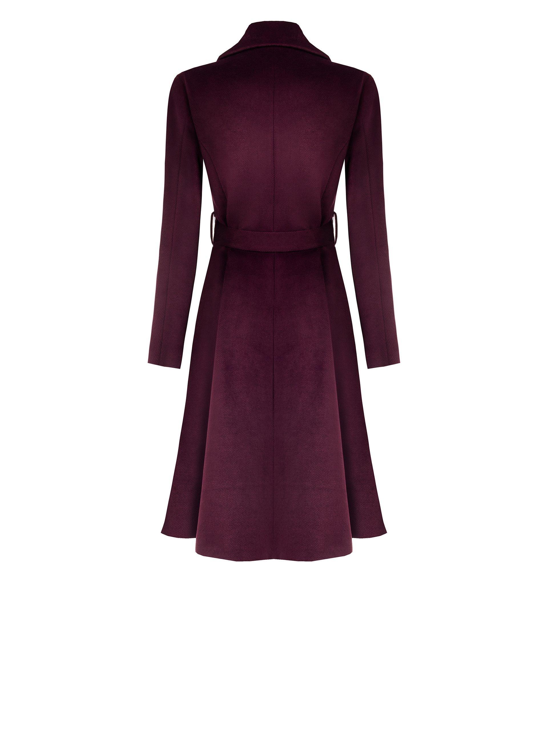 Cappotto lungo con bottoni e cintura bordeaux Rinascimento