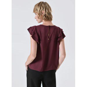 Blusa smanicata in raso con maniche volant