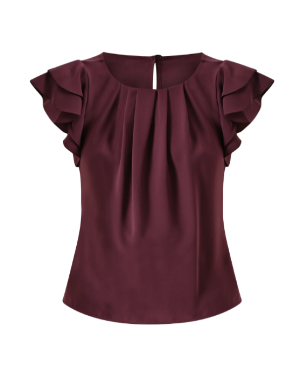 Blusa smanicata in raso con maniche volant Rinascimento