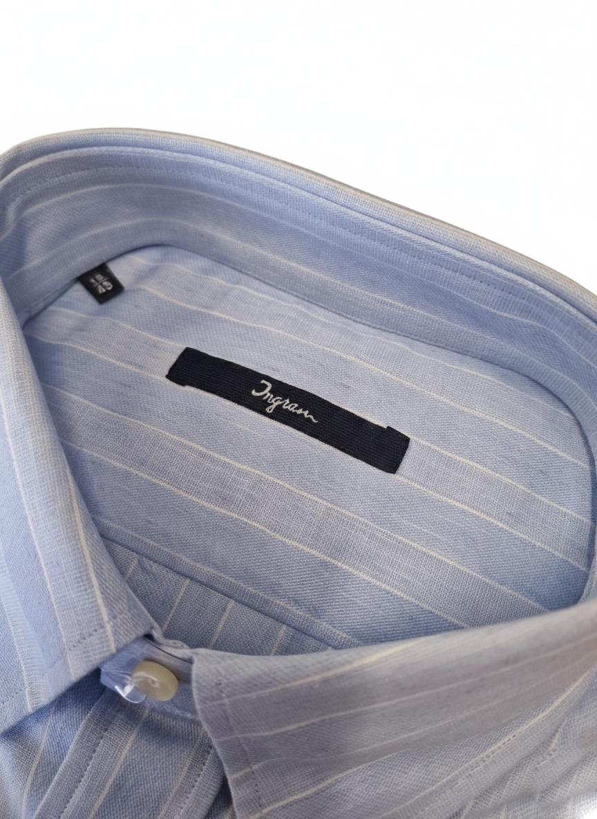 ingram camicia regular fit misto lino cotone ingram uomo - foto 3
